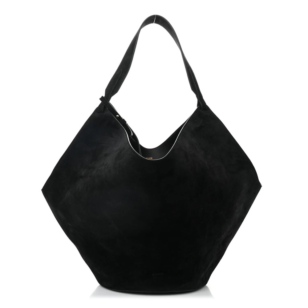 KHAITE Black Suede Hobo Bag